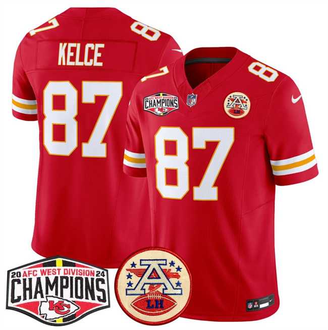 Mens Kansas City Chiefs #87 Travis Kelce Red F.U.S.E. 2024 AFC West Division Champions Vapor Limited Stitched Jersey->kansas city chiefs->NFL Jersey